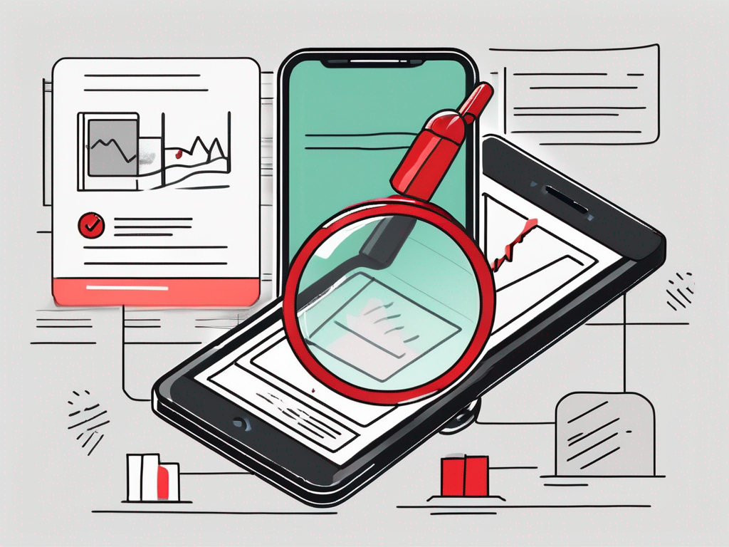 a smartphone displaying a cancelation confirmation screen, surrounded by visual elements like a crossed-out magnifying glass and a checklist, to symbolize the process of canceling a subscription, hand-drawn abstract illustration for a company blog, white background, professional, minimalist, clean lines, red, white, and black