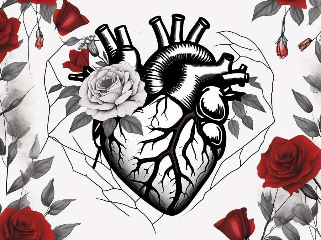 a cracked heart surrounded by wilted flowers and fading photographs, symbolizing the emotional distance and signs of a declining relationship, hand-drawn abstract illustration for a company blog, white background, professional, minimalist, clean lines, red, white, and black